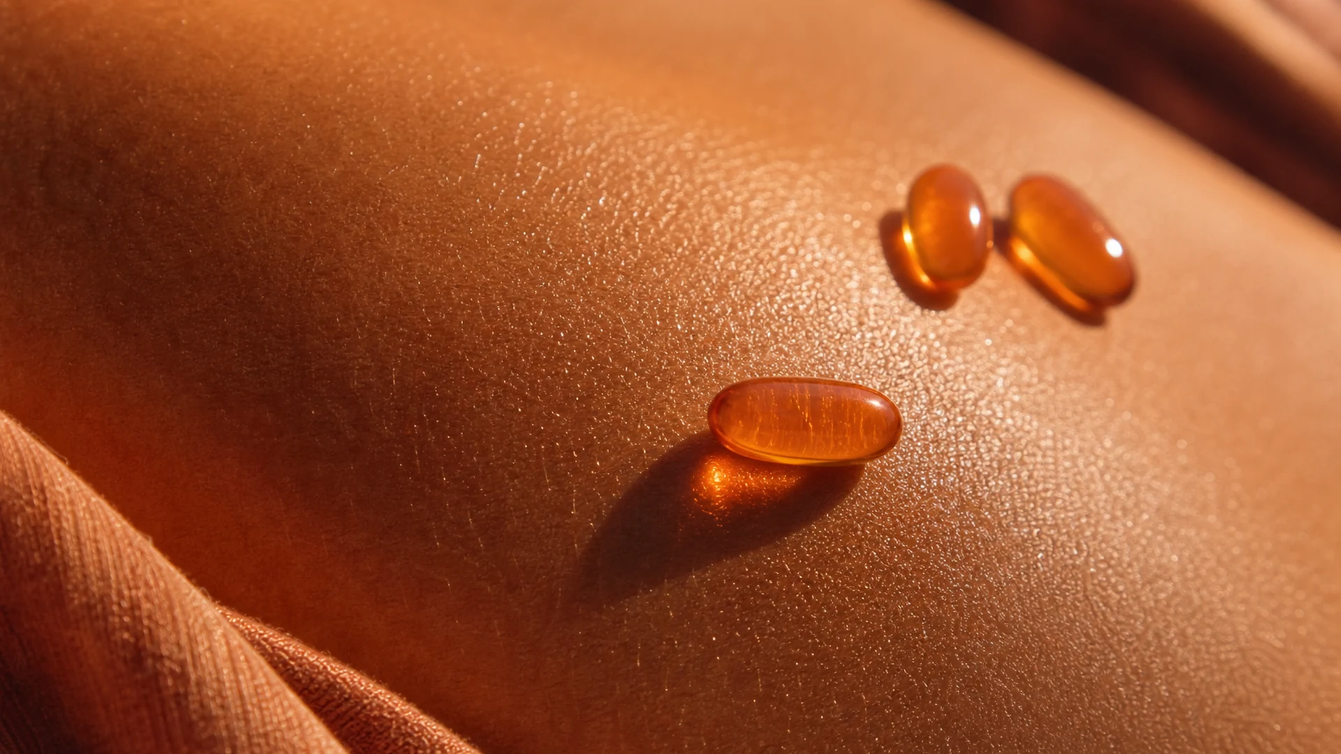 Peau dorée et gélules de bronzage